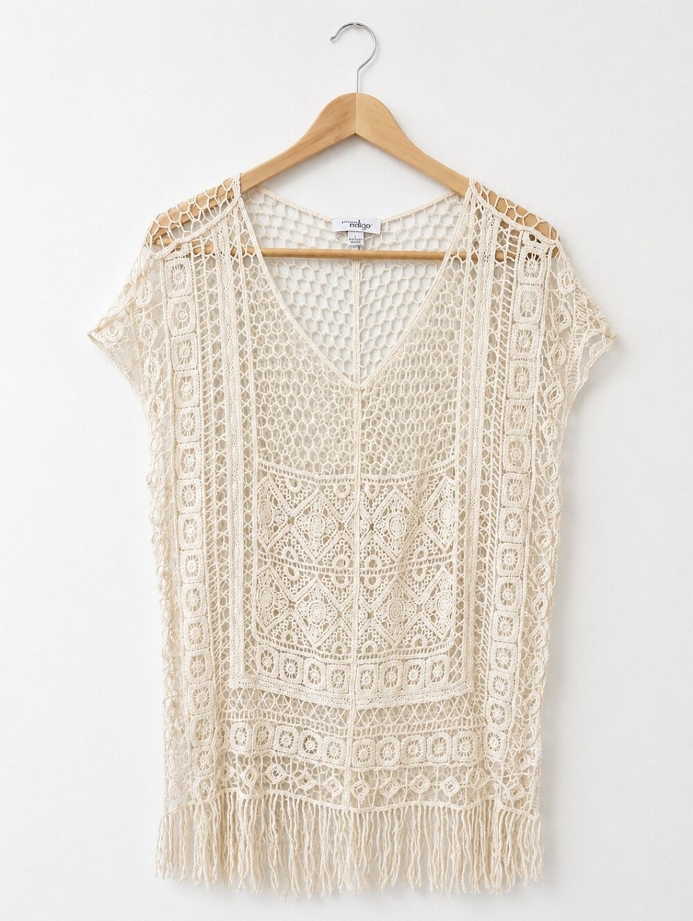 ✨️𝑴𝒂𝒌𝒆 𝒂𝒏 𝑶𝒇𝒇𝒆𝒓✨️•Indigo Crochet Fringe Tunic